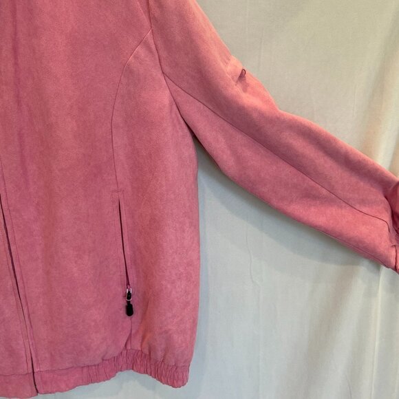 Tres Bien Jacket Women's Size Medium Dusty Rose Pink Suede Polyester Zip Front - Picture 7 of 8
